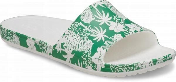 Klapki Dla Dorosłych Crocs Kadee Graphic Slide. Białe klapki damskie Crocs, bez wzorów, z materiału, bez obcasa, bez zapięcia. Za 89.99 zł.
