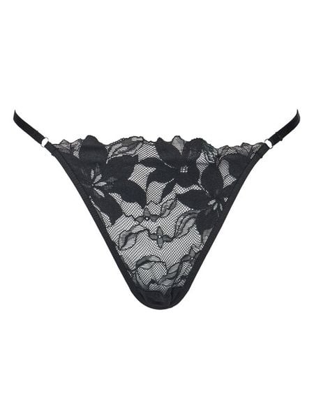 Hunkemöller Stringi Ingrid 300468 Czarny. Czarne stringi Hunkemöller, bez wzorów, z syntetyku. Za 49.99 zł.