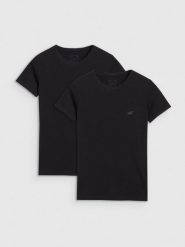 4F T-shirt slim gładki damski (2-pack) - czarny L. Czarne t-shirty damskie 4F, l, bez wzorów, z bawełny, bez kołnierzyka. W wyprzedaży za 59.99 zł.