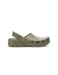 Sandały Birkenstock Birki Flow EVA. Zielone sandały damskie Birkenstock, bez wzorów, z materiału, bez obcasa, bez zapięcia. Za 356.45 zł.