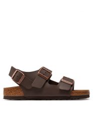 Birkenstock Sandały Milano 034703 Brązowy. Brązowe sandały damskie Birkenstock, bez wzorów, ze skóry, bez obcasa, na płaskiej podeszwie, bez zapięcia. Za 449.99 zł.