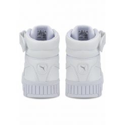 Damskie sneakersy Carina 2.0 Mid PUMA White Silver Gray. Białe obuwie sportowe damskie Puma, z gumy, bez zapięcia, trekkingowe. Za 357.00 zł.