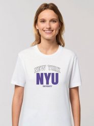 American Universities Koszulka "NYU" w kolorze białym rozmiar: XL. Białe bluzki damskie American Universities, xl, bez wzorów, z bawełny, bez kołnierzyka, bez ramiączek. Za 70.24 zł.