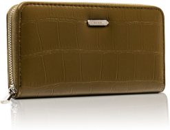 Portfel khaki croco David Jones P110-510A-6018 BREEN. Brązowe portfele damskie David Jones, bez wzorów, ze skóry ekologicznej. Za 46.00 zł.