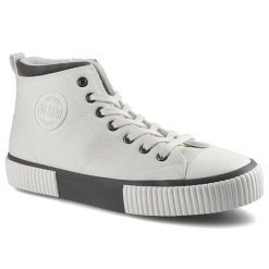 Białe Sneakersy Big Star Damskie Wygodne Buty. Białe obuwie sportowe damskie Big Star, na wiosnę, z dzianiny, bez zapięcia. Za 112.00 zł.