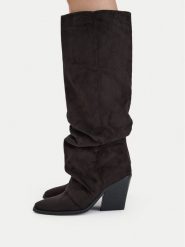 DeeZee Kozaki CEO-WS25288-01 Brązowy. Brązowe kozaki damskie DeeZee, z materiału, bez obcasa, na słupku, bez zapięcia. Za 249.99 zł.