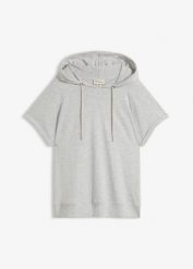Bluza z kapturem. Szare bluzy damskie bonprix, bez wzorów, z kapturem. Za 79.99 zł.
