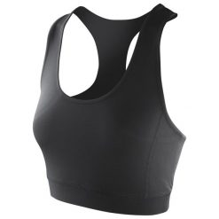 Top Damski / Damski Impact Softex Crop Top. Czarne koszulki sportowe damskie SPIRO, l, bez wzorów, bez ramiączek. Za 63.99 zł.