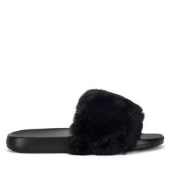 Klapki DeeZee. Czarne klapki damskie DeeZee, bez wzorów, bez obcasa, bez zapięcia. Za 69.99 zł.