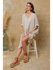 Fleur de Lin Lniana sukienka "Cadence" w kolorze beżowym rozmiar: XL. Brązowe sukienki damskie Fleur de Lin, bez wzorów, ze lnu, bez ramiączek. Za 215.71 zł.