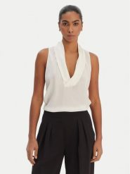 BOSS Bluzka Bolaru 50553717 Beżowy Regular Fit. Brązowe bluzki damskie Boss, bez wzorów, z jedwabiu, bez kołnierzyka, bez ramiączek. Za 899.99 zł.