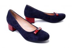 BIOECO BY ARKA 6015 1217+2075 granat, czółenka damskie. Niebieskie czółenka damskie Bioeco by Arka, bez wzorów, ze skóry, bez obcasa, na obcasie. Za 144.95 zł.