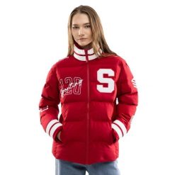 Damska kurtka puchowa 120. rocznica Real Sporting de Gijón Siroko SC120 El Bibi. Czerwone kurtki damskie SIROKO, m, bez wzorów, z puchu, bez kaptura. Za 930.00 zł.