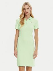 Tommy Hilfiger Sukienka codzienna WW0WW43228 Zielony Slim Fit. Zielone sukienki damskie Tommy Hilfiger, bez wzorów, z bawełny, bez ramiączek. Za 329.99 zł.