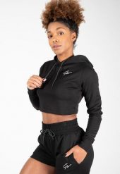 Pixley Crop Top Bluza z kapturem - Czarny. Czarne bluzy damskie GORILLA WEAR, xs, bez wzorów, z bawełny, z kapturem. Za 162.00 zł.