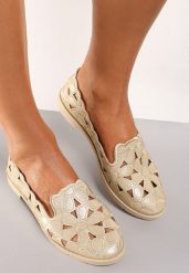 Złote Balerinki Acanophe. Brązowe balerinki damskie Renee, w ażurowe wzory, z okrągłym noskiem. Za 44.99 zł.