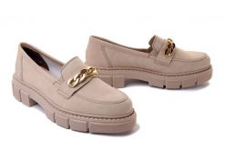 RIEKER M3861-60 beige, półbuty damskie. Brązowe półbuty damskie Rieker, bez wzorów, bez obcasa, bez zapięcia. Za 299.90 zł.