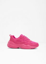 Sneakersy chunky. Czerwone obuwie sportowe casual damskie bonprix, z materiału. Za 122.99 zł.