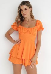 Pomarańczowy Kombinezon Rhodosyne. Brązowe sukienki damskie Born2be, bez wzorów, eleganckie, bez ramiączek. Za 189.99 zł.