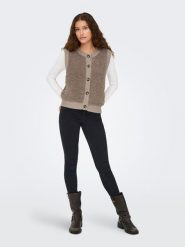 JDY Bezrękawnik w kolorze beżowym rozmiar: XL. Brązowe swetry klasyczne damskie JDY, xl, bez kołnierzyka. Za 87.19 zł.