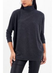 Milan Kiss Koszulka w kolorze antracytowym rozmiar: M. Czarne koszulki damskie Milan Kiss, m, bez wzorów, bez kołnierzyka, bez ramiączek. Za 113.99 zł.