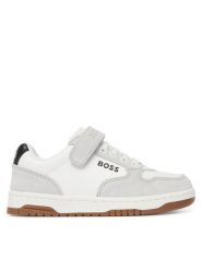 BOSS Sneakersy J52806 M Biały. Białe buty sportowe chłopięce Boss, ze skóry, bez zapięcia. Za 559.99 zł.