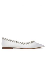 Eva Minge Baleriny MILA-V1166-28-1 Biały. Białe balerinki damskie Eva Minge, bez wzorów, z materiału. Za 343.99 zł.