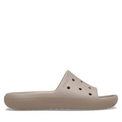 Klapki Crocs. Brązowe klapki damskie Crocs, bez wzorów, bez obcasa, bez zapięcia. Za 139.99 zł.