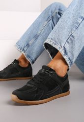 Czarne Sneakersy z Geometrycznymi Przeszyciami z Zdobieniem z Cyrkonii Taranea. Czarne obuwie sportowe damskie Born2be, z satyny, bez zapięcia. Za 89.99 zł.