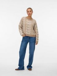 Vero Moda Sweter w kolorze beżowym rozmiar: L. Brązowe swetry klasyczne damskie Vero Moda, l, z wełny, bez kołnierzyka. Za 139.87 zł.