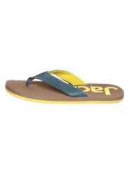 Jack Wolfskin Japonki "Eezy" w kolorze żółto-niebiesko-beżowym rozmiar: 39,5. Brązowe klapki damskie Jack Wolfskin, bez wzorów, z otwartym noskiem, bez obcasa, bez zapięcia. Za 65.69 zł.