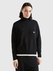Benetton Sweter w kolorze czarnym rozmiar: XS. Czarne swetry klasyczne damskie Benetton, xs, bez kołnierzyka. Za 74.63 zł.