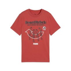 Młodzieżowa koszulka Mid 90s z grafiką PUMA Red Fire. Czerwona bluzki damskie Puma, m, bez wzorów, z gumy, bez kołnierzyka, bez ramiączek. Za 80.85 zł.