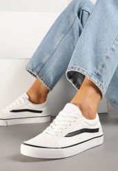 Biało-Czarne Tenisówki z Boczną Naszywką Simeris. Białe obuwie sportowe damskie Renee, na lato, bez zapięcia, tenisowe. Za 69.99 zł.