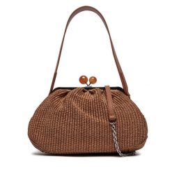 Torebka Weekend Max Mara. Brązowe torebki wieczorowe damskie Weekend Max Mara, bez wzorów, bez dodatków. Za 1,649.00 zł.