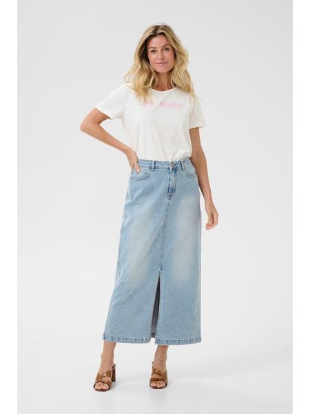 Kaffe Spódnica dżinsowa w kolorze błękitnym rozmiar: 46. Niebieskie spódnice damskie Kaffe, na co dzień, z aplikacjami, ze skóry, klasyczne, maxi. Za 109.26 zł.