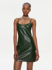 Patrizia Pepe Sukienka codzienna 8A1248/E005-G570 Zielony Slim Fit. Zielone sukienki damskie Patrizia Pepe, bez wzorów, ze skóry, bez ramiączek. Za 1,239.00 zł.