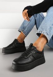 Czarne Casualowe Sneakersy Vices na Niskiej Platformie Torila. Czarne obuwie sportowe damskie Renee, z jeansu, bez zapięcia. Za 79.99 zł.