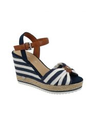 Tom Tailor Sandały w kolorze biało-granatowym na koturnie rozmiar: 41. Białe sandały damskie Tom Tailor, bez wzorów, z otwartym noskiem, bez obcasa, na koturnie, bez zapięcia. Za 147.14 zł.