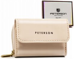 Portfel kremowy Peterson PTN 011-LAK. Białe portfele damskie Peterson, bez wzorów, ze skóry ekologicznej. Za 54.00 zł.