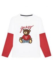 Guess Bluzka L4BI13 I3Z14 Biały Regular Fit. Białe t-shirty i koszulki chłopięce Guess, z aplikacjami, z bawełny, bez kołnierzyka, bez ramiączek. Za 99.99 zł.