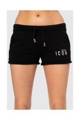 DSQUARED2 Czarne szorty damskie Icon, Rozmiar XS. Czarne szorty damskie Dsquared2, bez wzorów, z bawełny. W wyprzedaży za 599.99 zł.