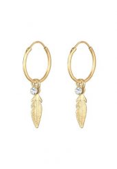 Elli Damskie kreole pióro zawieszka Boho Festiwal z kryształami w srebrze 925 Sterling Silver Kolczyki koła 1 ct. Szare kolczyki damskie Elli, srebrne. Za 203.99 zł.