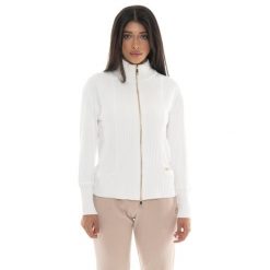 Bluza zimowa Leone 1947 Warm Touch Damen,Reißverschluss und Strickeinsätzen. Białe bluzy damskie LEONE 1947 APPAREL, na zimę, bez wzorów, z elastanu, bez kaptura. W wyprzedaży za 169.09 zł.