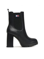 Tommy Jeans Botki Tjw EN0EN02831 Czarny. Czarne botki damskie Tommy Jeans, z jeansu, bez obcasa, na słupku, bez zapięcia. Za 489.99 zł.