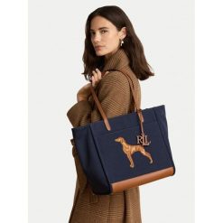 Torebka LAUREN RALPH LAUREN. Niebieskie shopper bag Lauren Ralph Lauren, bez wzorów, bez dodatków. Za 1,499.00 zł.