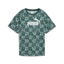 Damska luźna koszulka ESS GRAPHIC PUMA Green Moon. Zielone koszulki sportowe damskie Puma, xs, bez wzorów, z gumy, bez ramiączek. W wyprzedaży za 99.00 zł.