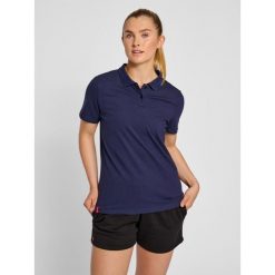 Damska elastyczna koszulka polo Hummel Red. Niebieskie bluzki damskie Hummel, s, bez wzorów, z bawełny, sportowe, bez kołnierzyka, bez ramiączek. Za 148.00 zł.
