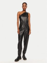 Armani Exchange Kombinezon XW000051 AF10203 UC001 Czarny Regular Fit. Czarne sukienki damskie Armani Exchange, bez wzorów, ze skóry, bez ramiączek. Za 719.99 zł.