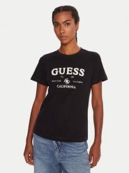 Guess T-Shirt V5BI02 KCBF1 Czarny Regular Fit. Czarne t-shirty damskie Guess, xxs, z aplikacjami, z bawełny, bez kołnierzyka. Za 119.99 zł.